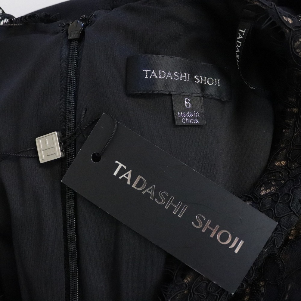 NWT Tadashi Shoji Marshal Crepe & Lace Gown Black BTF21173LX 6 - Picture 9 of 12